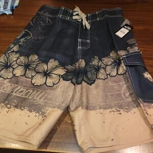 NEW W/ Tags Hard Rock Cafe Board Shorts Swim Trunks Mens / Boys sz 28 Tropical